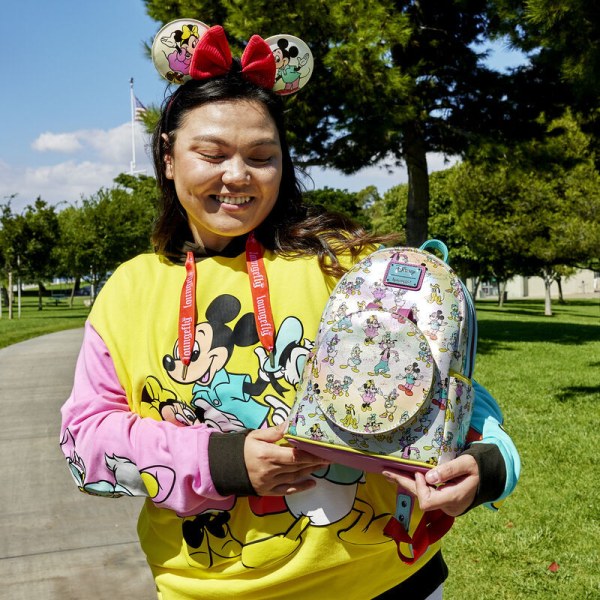 MINI BACKPACK Disney 100 Iridescent Mickey and Friends with Headband - DISNEY LOUNGEFLY
