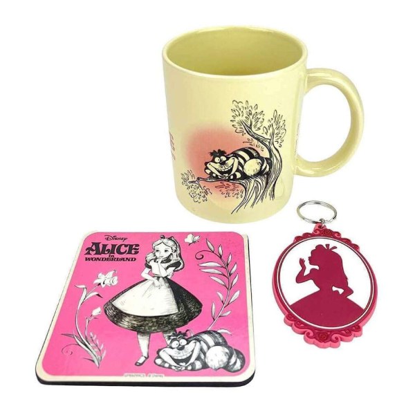 Vintage Alice in Wonderland mug, coaster and key ring set - Disney