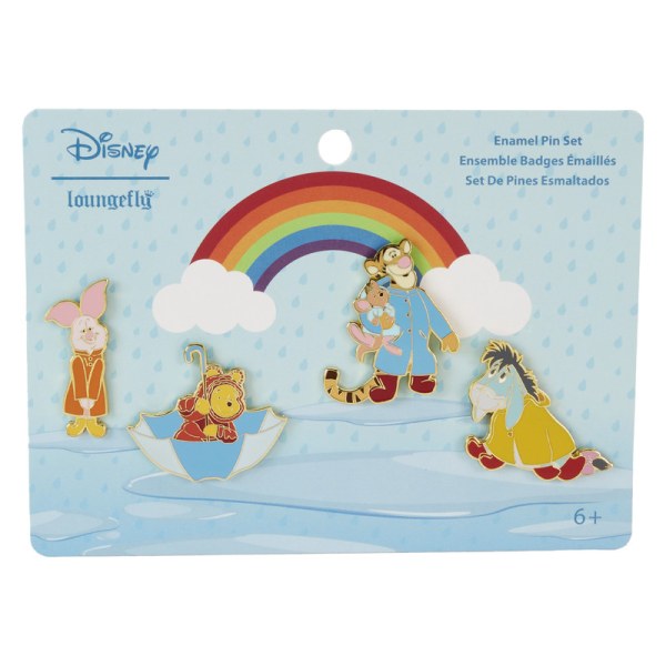 Set of 4 Pin's Winnie and her friends slide on a rainy day - Disney