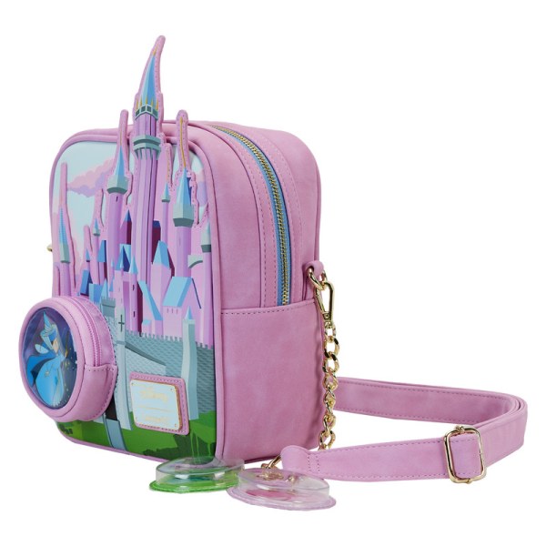 SHOULDER BAG Sleeping Beauty Castle with the Three Good Fairies - DISNEY LOUNGEFLY