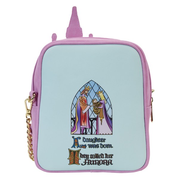 SHOULDER BAG Sleeping Beauty Castle with the Three Good Fairies - DISNEY LOUNGEFLY