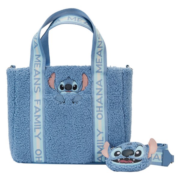 Tote bag Stitch en plush Sherpa with wallet - DISNEY LOUNGEFLY