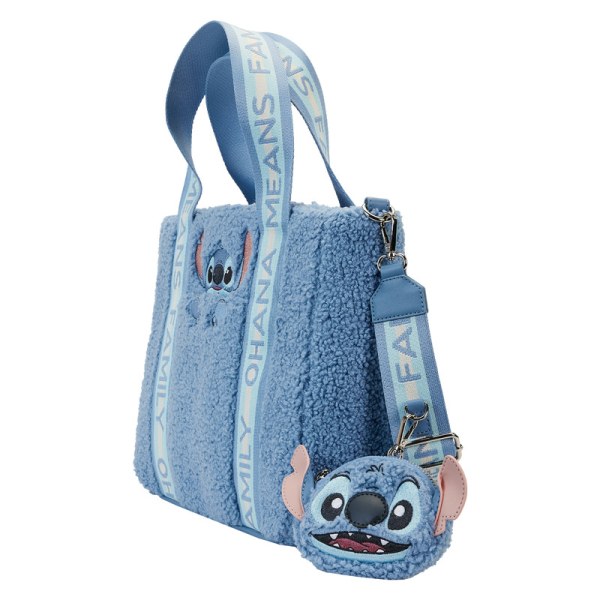 Tote bag Stitch en plush Sherpa with wallet - DISNEY LOUNGEFLY
