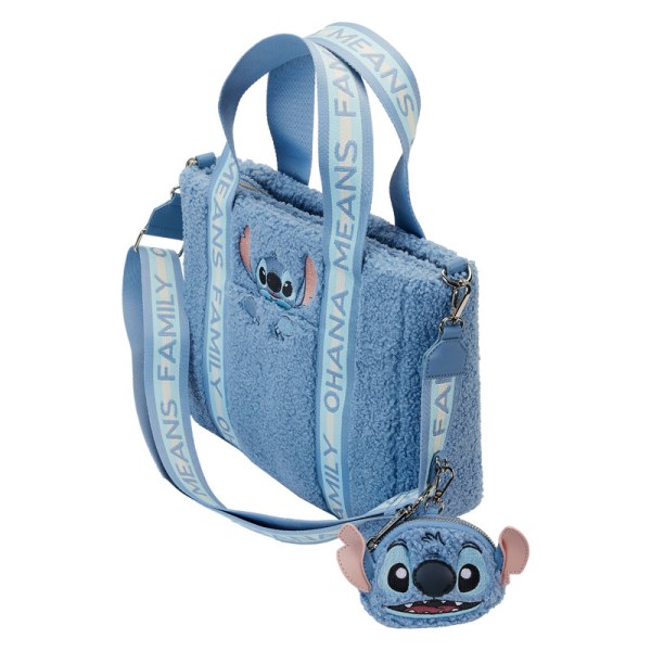 Tote bag Stitch en plush Sherpa with wallet - DISNEY LOUNGEFLY
