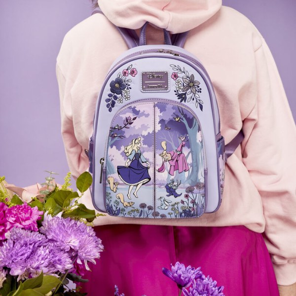 MINI BACKPACK Sleeping Beauty 65th Anniversary Scene Floral - DISNEY LOUNGEFLY