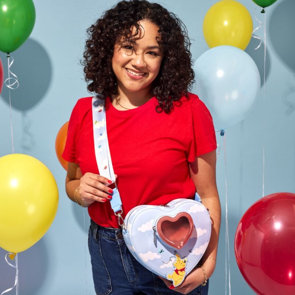 Heart shoulder bag Winnie and his friends float with balloons - DISNEY LOUNGEFLY