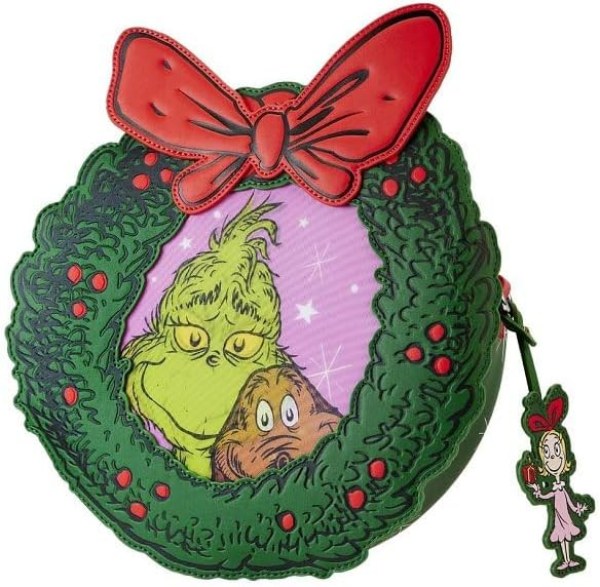 DR SEUSS GRINCH christmas wreath figural crossbody - DISNEY LOUNGEFLY