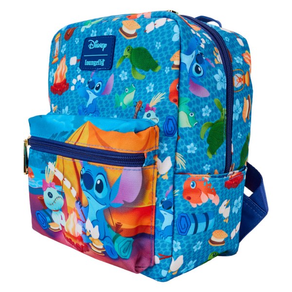 Stitch Camping Cuties All-Over Print Nylon Square Mini Backpack - DISNEY LOUNGEFLY