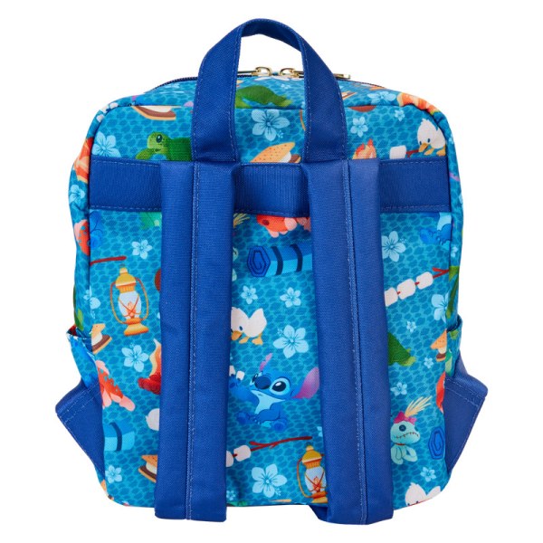 Stitch Camping Cuties All-Over Print Nylon Square Mini Backpack - DISNEY LOUNGEFLY