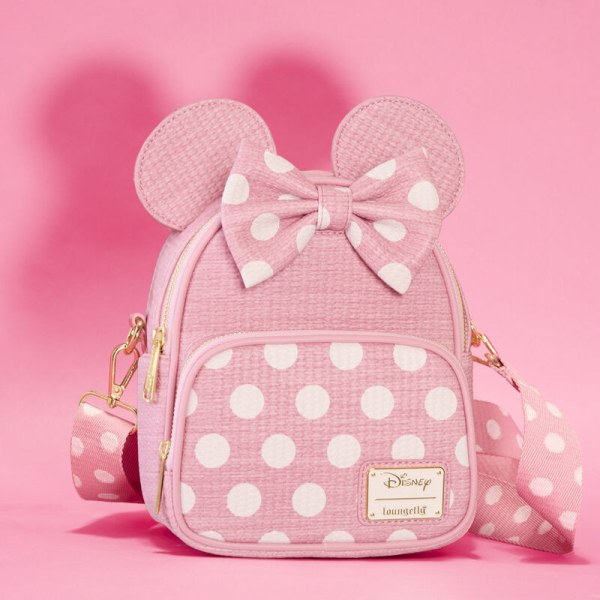 Minnie woven texture convertible mini Backpack & Crossbody Bag - DISNEY LOUNGEFLY