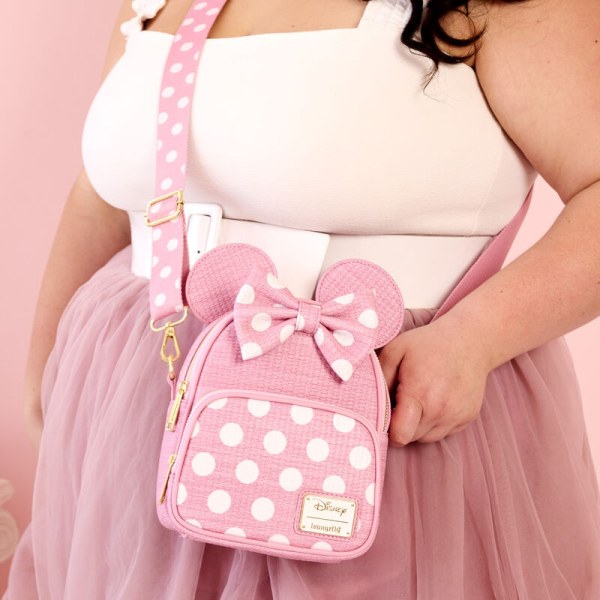 Minnie woven texture convertible mini Backpack & Crossbody Bag - DISNEY LOUNGEFLY