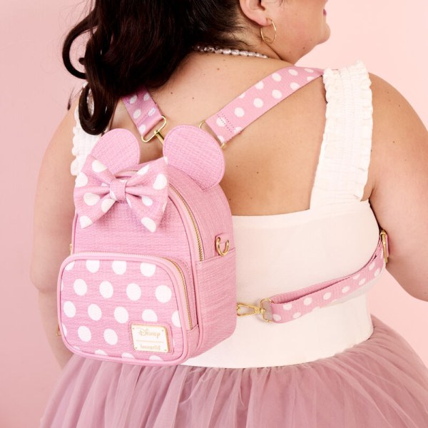 Minnie woven texture convertible mini Backpack & Crossbody Bag - DISNEY LOUNGEFLY
