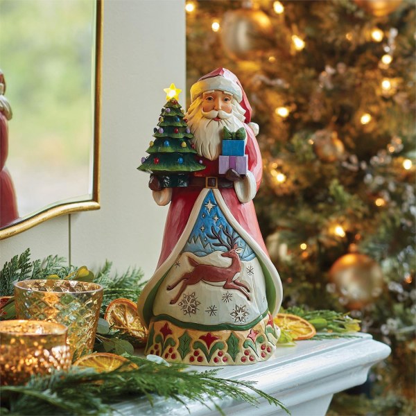 Santa Claus Figurine Lighted Tree - JIM SHORE HEARTWOOD CREEK