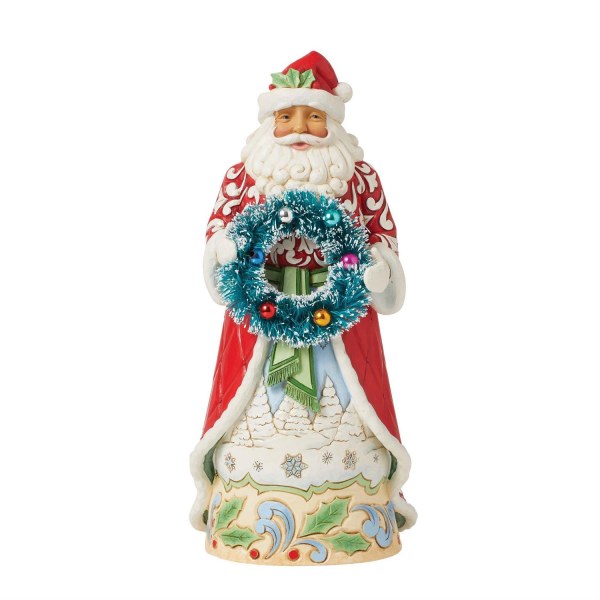 Santa Claus Wreath Christmas Figurine - JIM SHORE HEARTWOOD CREEK