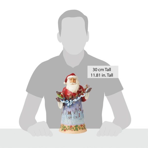 Santa Over Night Sky Figurine - JIM SHORE HEARTWOOD CREEK