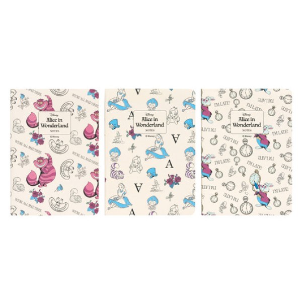 PACK 3 A6 NOTEBOOKS - DISNEY ALICE IN WONDERLAND