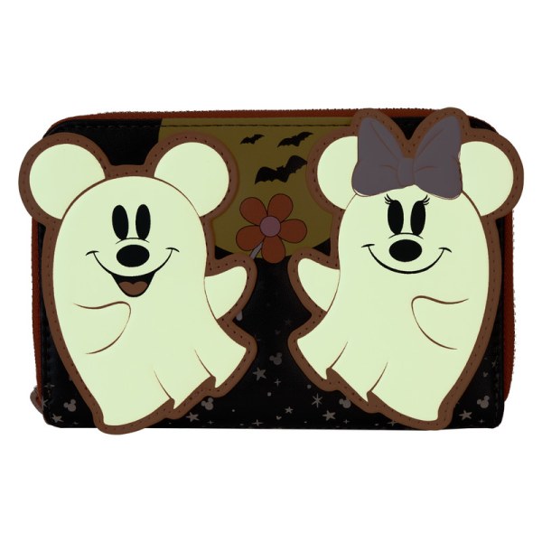 Mickey & Minnie Floral Ghost Glow Wallet - DISNEY LOUNGEFLY