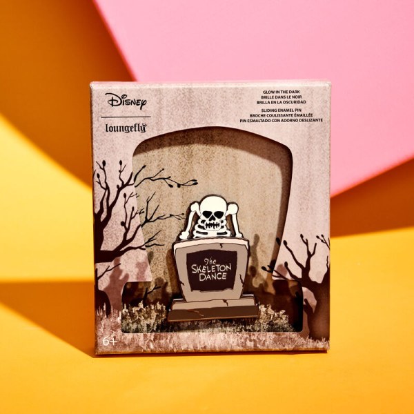 The Skeleton Dance 95th Anniversary Glow Collector Box Sliding Pin - DISNEY LOUNGEFLY