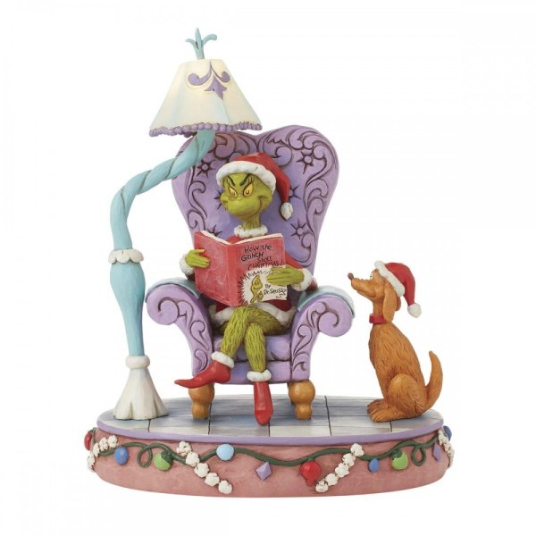 LIMITED EDITION GRINCH IN CHAIR READING [SIGNED BY JIM SHORE] - JIM SHORE GRINCH