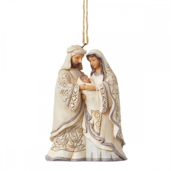 White Woodland Holy Family Ornament - JIM SHORE HEARTWOOD CREEK