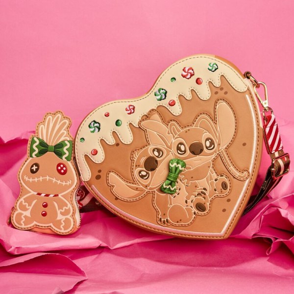 Scented Angel & Stitch Gingerbread Heart Crossbody Bag With Coin Bag - DISNEY LOUNGEFLY