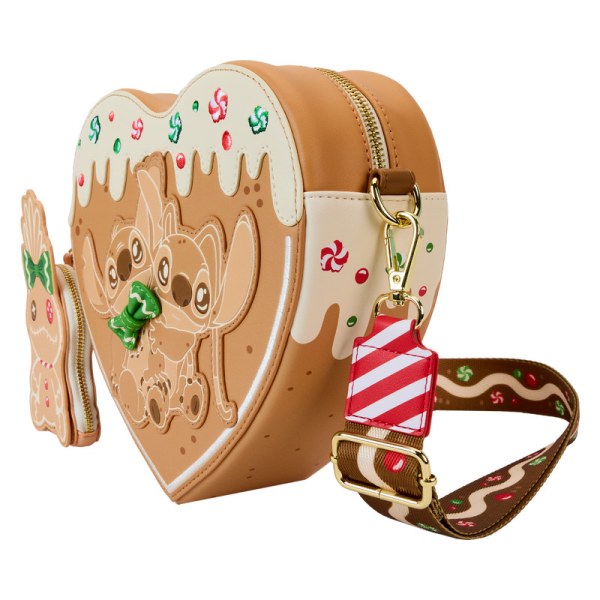 Scented Angel & Stitch Gingerbread Heart Crossbody Bag With Coin Bag - DISNEY LOUNGEFLY