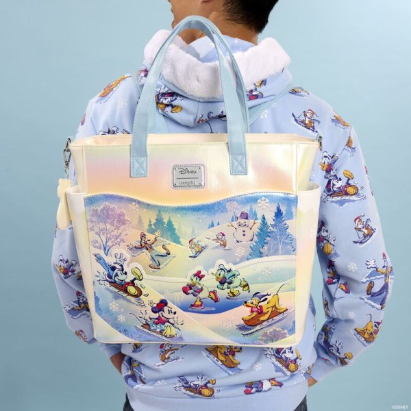 Mickey & Friends Winter Wonderland Scene convertible Backpack & Tote Bag - DISNEY LOUNGEFLY