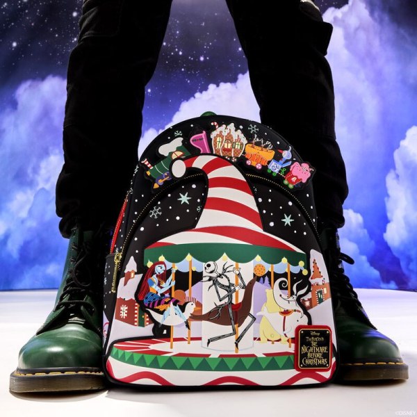 Candy Cane Carousel Glow Mini Backpack - DISNEY LOUNGEFLY The Nightmare Before Christmas