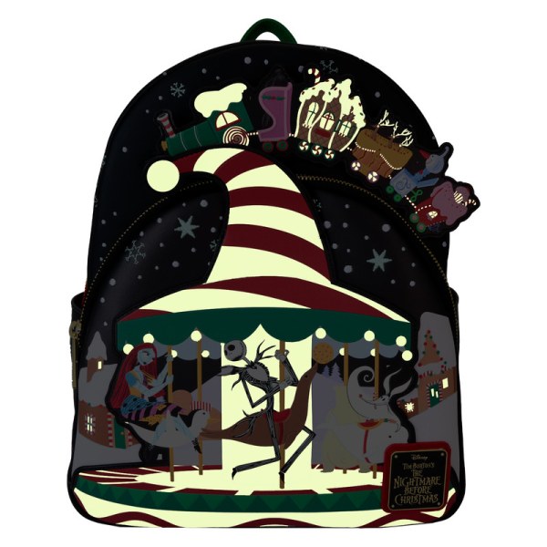 Candy Cane Carousel Glow Mini Backpack - DISNEY LOUNGEFLY The Nightmare Before Christmas