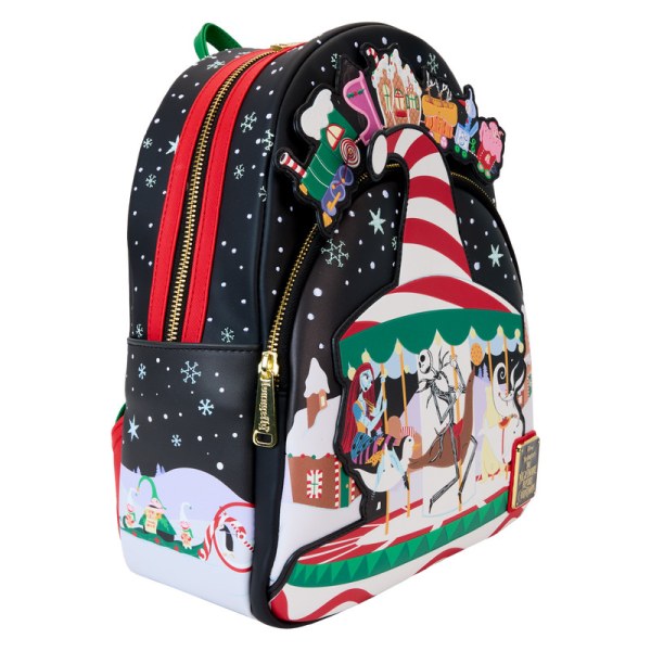 Candy Cane Carousel Glow Mini Backpack - DISNEY LOUNGEFLY The Nightmare Before Christmas