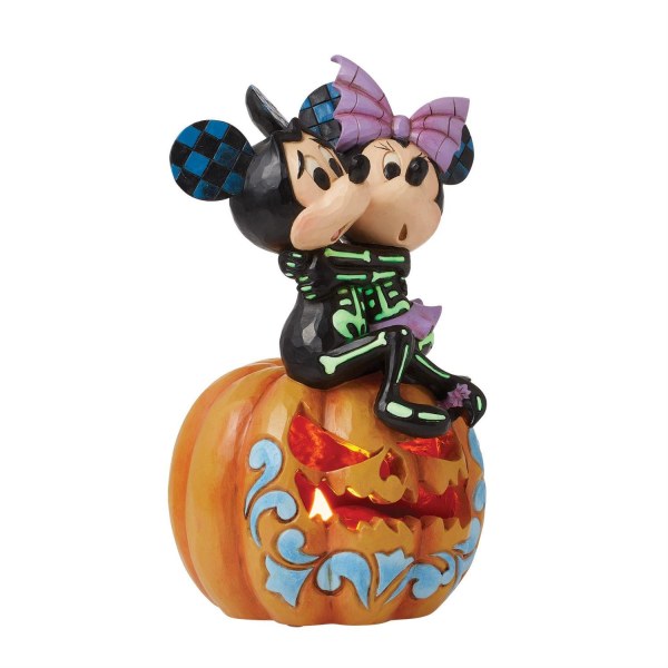 LED Pumpkin Figure Mickey and Minnie Skeletons - DISNEY TRADITIONS