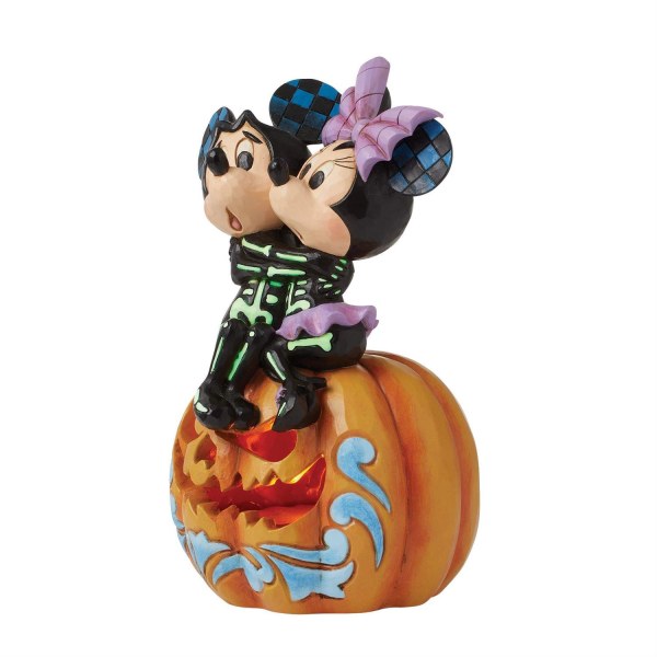 LED Pumpkin Figure Mickey and Minnie Skeletons - DISNEY TRADITIONS