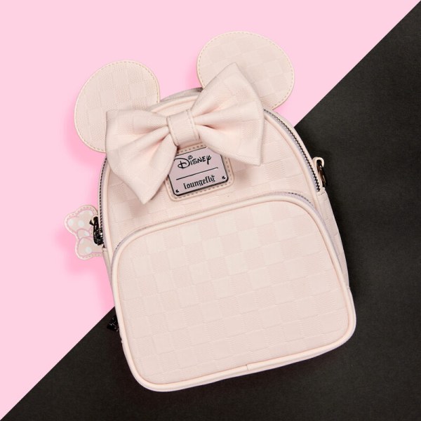 Minnie Mouse checkered texture convertible mini backpack & crossbody bag - DISNEY LOUNGEFLY