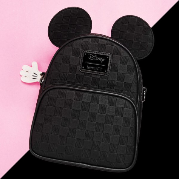 Mickey Mouse checkered texture convertible mini backpack & crossbody bag - DISNEY LOUNGEFLY