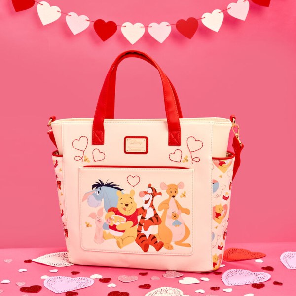 Winnie The Pooh & Friends Hearts Convertible Backpack & Tote Bag - DISNEY LOUNGEFLY