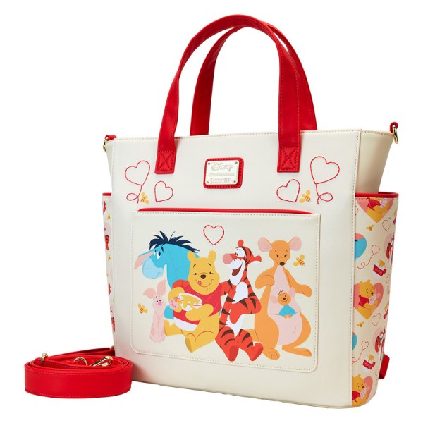 Winnie The Pooh & Friends Hearts Convertible Backpack & Tote Bag - DISNEY LOUNGEFLY