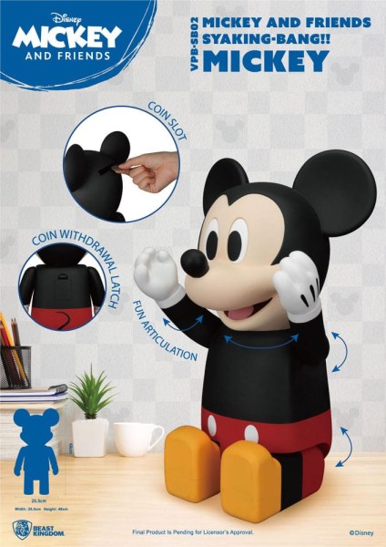 Disney Syaking Bang Mickey and Friends Mickey 48cm Vinyl Piggy Bank