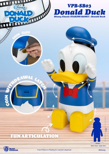 Disney Syaking Bang Mickey and Friends Donald Duck Vinyl Piggy Bank 53 cm