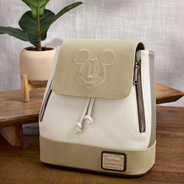 Mickey & Friends Canvas All-Over Print Drawstring Bucket Mini Backpack - DISNEY LOUNGEFLY