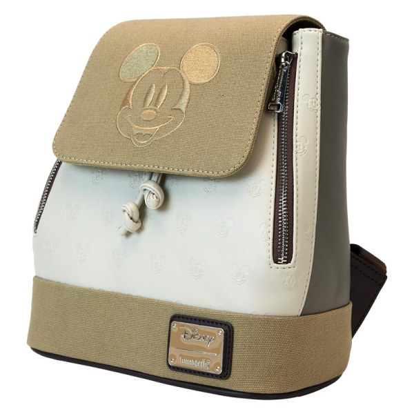Mickey & Friends Canvas All-Over Print Drawstring Bucket Mini Backpack - DISNEY LOUNGEFLY