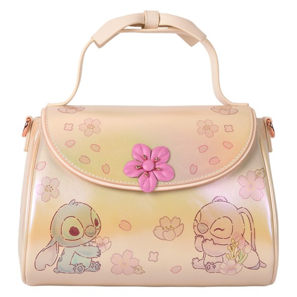 Stitch & Angel Cherry Blossom Bow Handle Crossbody Bag - DISNEY LOUNGEFLY
