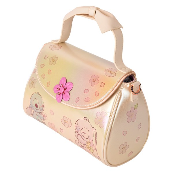 Stitch & Angel Cherry Blossom Bow Handle Crossbody Bag - DISNEY LOUNGEFLY