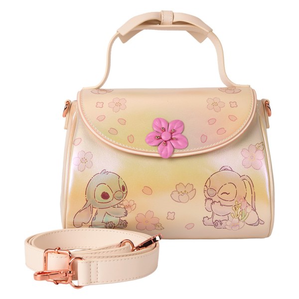 Stitch & Angel Cherry Blossom Bow Handle Crossbody Bag - DISNEY LOUNGEFLY