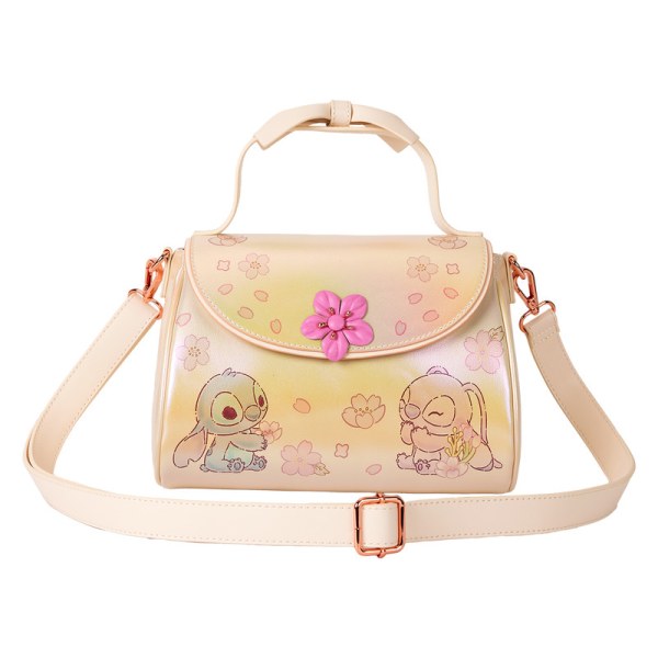 Stitch & Angel Cherry Blossom Bow Handle Crossbody Bag - DISNEY LOUNGEFLY