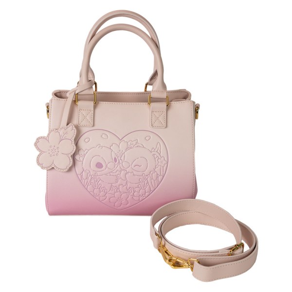 Stitch & Angel Cherry Blossom Heart Crossbody Bag - DISNEY LOUNGEFLY