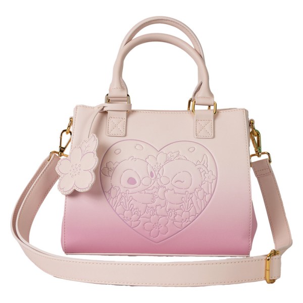 Stitch & Angel Cherry Blossom Heart Crossbody Bag - DISNEY LOUNGEFLY