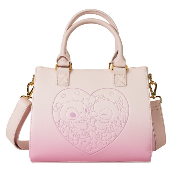 Stitch & Angel Cherry Blossom Heart Crossbody Bag - DISNEY LOUNGEFLY