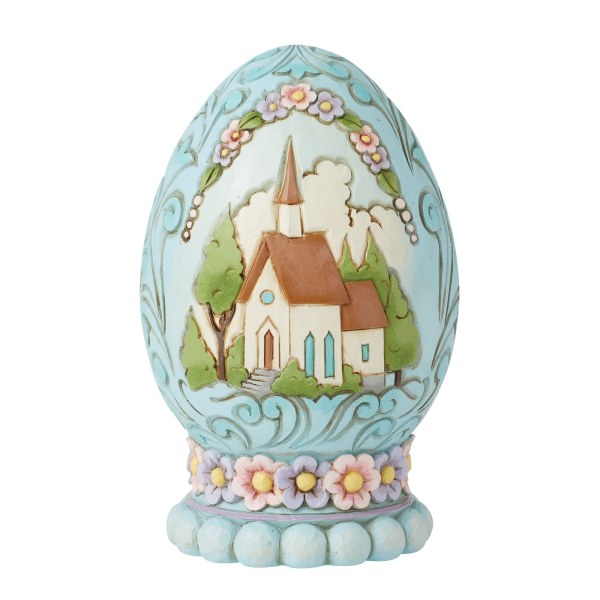 EGG WITH CHURCH SCENE - JIM SHORE HEARTWOOD CREEK