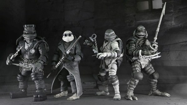 Universal Monsters x Teenage Mutant Ninja Turtles pack 4 Turtles Black & White figurines 18 cm