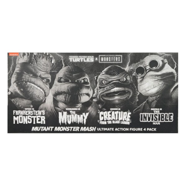 Universal Monsters x Teenage Mutant Ninja Turtles pack 4 Turtles Black & White figurines 18 cm